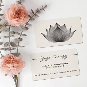 Cartão De Visita Yoga Exclusiva da Arte Flor Negra Moderna