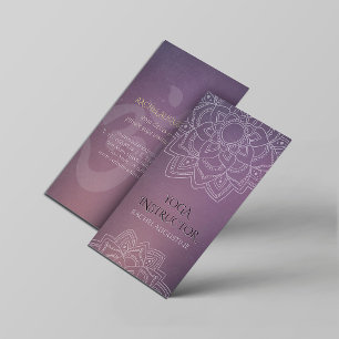 Cartão De Visita Yoga Floral Mandala Om Símbolo Purple Grung