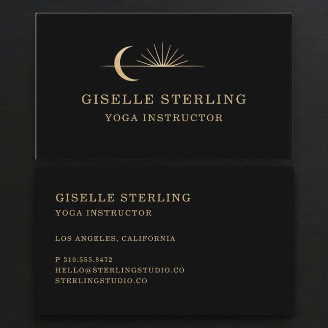 Cartão De Visita Yoga Instructor Celestial Sun Moon (Criador carregado)