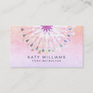 Cartão De Visita Yoga Instructor Lotus Flower Watercolor rosa