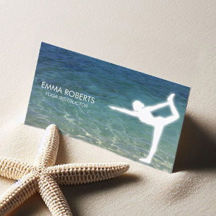 Cartão De Visita Yoga - Instrutor Elegant Blue Ocean