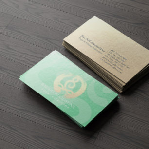 Cartão De Visita Yoga Instrutor Green Dourado Meditação ZEN OM
