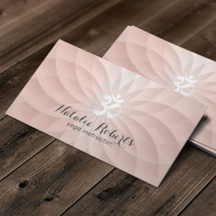 Cartão De Visita Yoga Instrutor Logotipo Om Rosa Dourado Lotus Flor