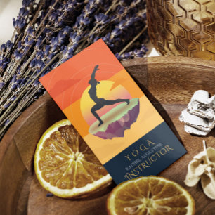 Cartão De Visita Yoga Instrutor Meditation Pose Sun Flying Island