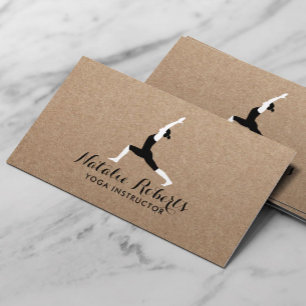 Cartão De Visita Yoga Instrutor Minimalista Yoga Pose Rustic Kraft