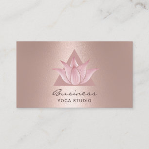 Cartão De Visita Yoga Instrutor Modern Rosa Dourado Logotipo do Lot