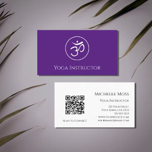 Cartão De Visita Yoga Instrutor Om Símbolo QR código Puro