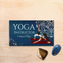 Cartão De Visita Yoga Instrutor Red, Dourado e Blue Mandalla