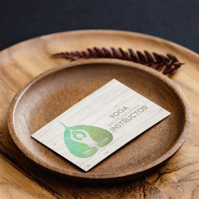 Cartão De Visita Yoga Instrutor Studio Meditação Pose Bodhi Leaf (Criador carregado)