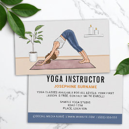 Cartão De Visita Yoga Instrutor Woman Downward Dog Pose