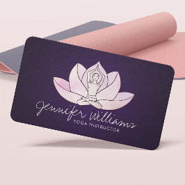Cartão De Visita Yoga Lotus Line art - Rosa gentil