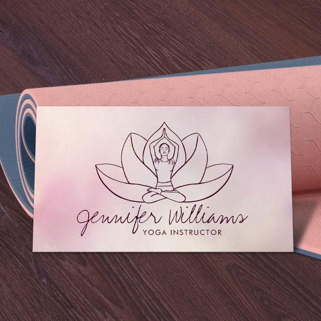 Cartão De Visita Yoga Lotus Line art - Rosa gentil (Criador carregado)