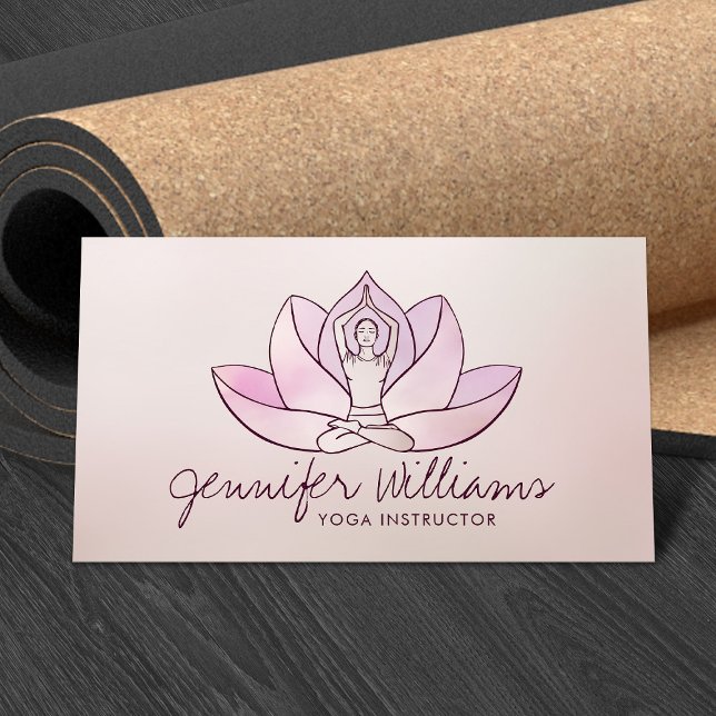 Cartão De Visita Yoga Lotus Line art - Rosa gentil (Criador carregado)