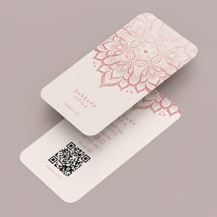 Cartão De Visita Yoga Mandala Pastel Pink Lotus Espiritual Moderno