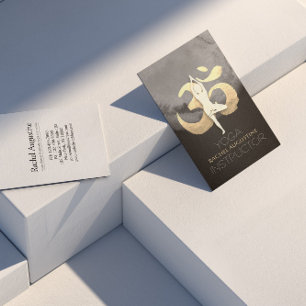 Cartão De Visita Yoga Meditação Pose OM Símbolo preto moderno e Dou