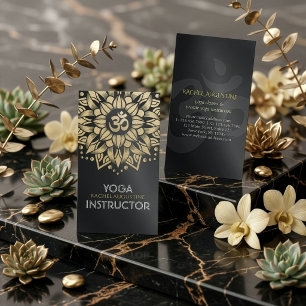 Cartão De Visita Yoga Meditation Instrutor Dourado Mandala Om Símbo
