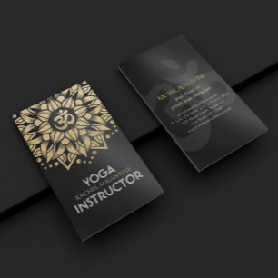 Cartão De Visita Yoga Meditation Instrutor Dourado Mandala Om Símbo