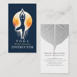 Cartão De Visita Yoga Meditation Instrutor Tree Pose Full Moon