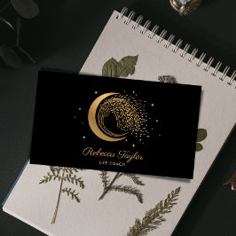 Cartão De Visita Yoga moon Trendy life treinador WILLOW Wtree gold 