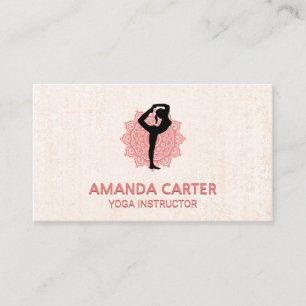 Cartão De Visita Yoga Pose   Logotipo padrão Mandala