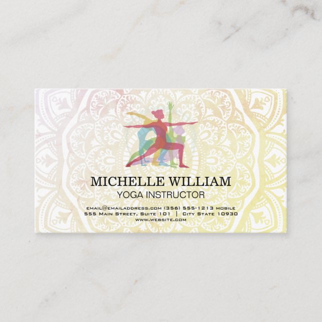Cartão De Visita Yoga Poses Mandala (Frente)