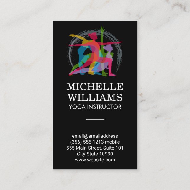 Cartão De Visita Yoga Possui Ilustrações Coloridas (Frente)