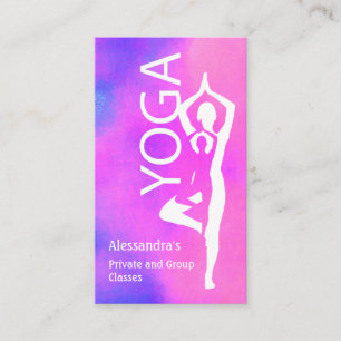 Cartão De Visita Yoga Professora Pink Púrpura Pose