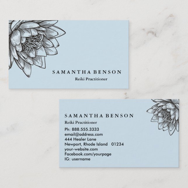 Cartão De Visita Yoga Reiki Energy Healer Light Lotus Cheio (Frente/Verso)