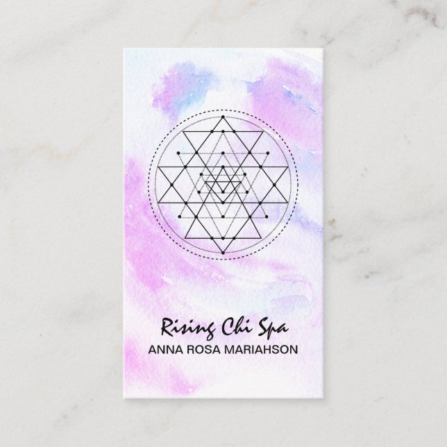 Cartão De Visita *~* Yoga Reiki Massage Sagrado Geometry Pastel (Frente)