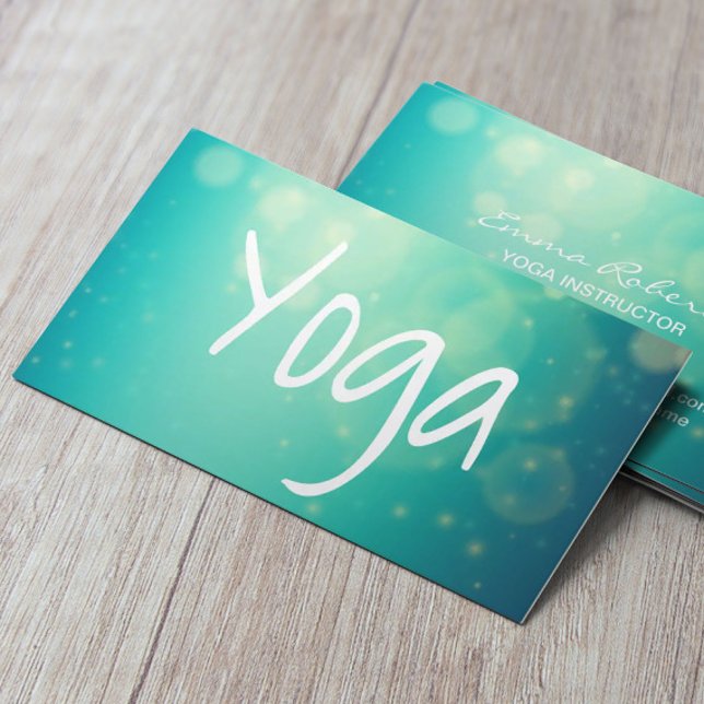 Cartão De Visita Yoga Script Moderno Fundo Verde (Criador carregado)
