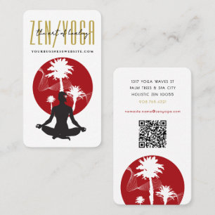 Cartão De Visita Yoga Silhouette Tropical Zen Resort Palm Trees Sun
