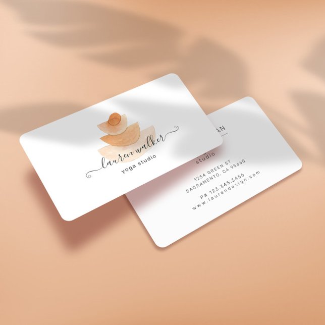 Cartão De Visita Yoga Studio da Pirâmide Moderna do Abstrato (Criador carregado)