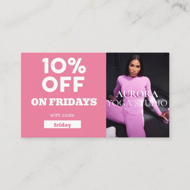 Cartão De Visita Yoga Studio Especial do Código de Desconto Sexta-f (Frente)