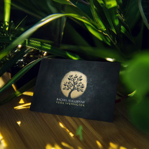 Cartão De Visita Yoga Studio Meditation Instrutor Black Dourado Tre