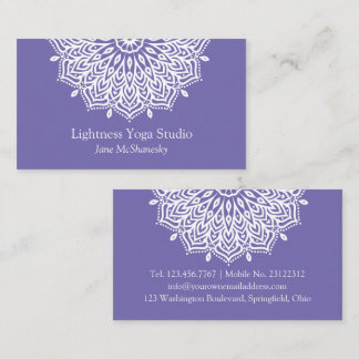 Cartão De Visita Yoga Studio Purple Mandala Minimalista