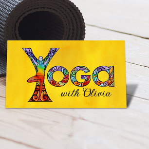 Cartão De Visita Yoga Word Art Colorida