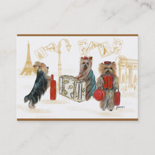 Cartão De Visita Yorkies viajando em Paris