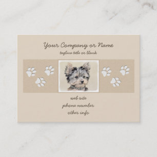 Cartão De Visita Yorkshire Terrier Puppy Pintura Original