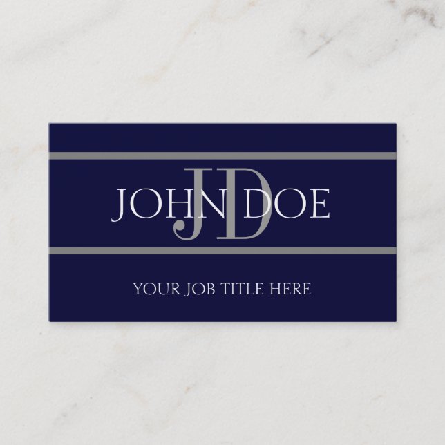 Cartão De Visita YourJobTitle listra o marinho (Frente)