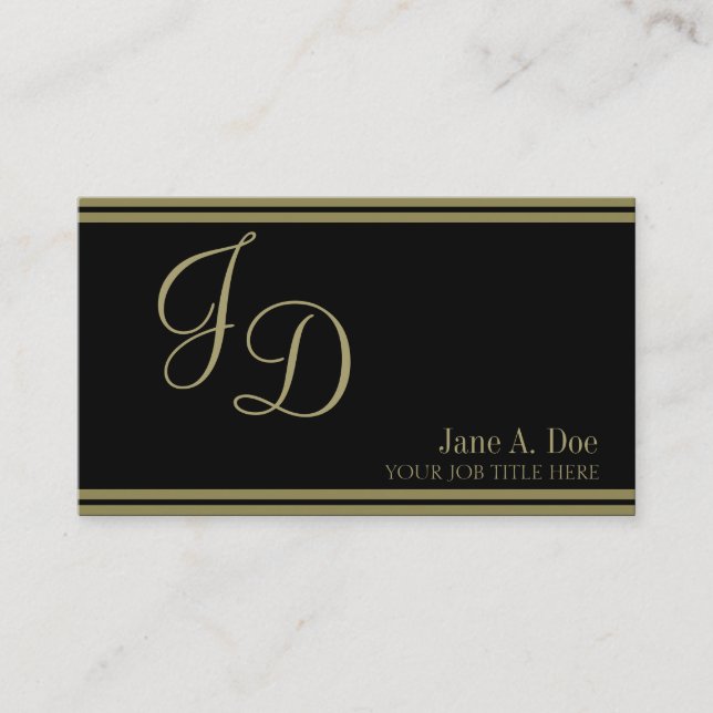 Cartão De Visita YourJobTitle! Listras pretas/Dourados (Frente)