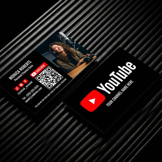 CARTÃO DE VISITA YOUTUBE CREATOR PODCASTER SUBSCRIBE QRCODE PHOTO (Criador carregado)