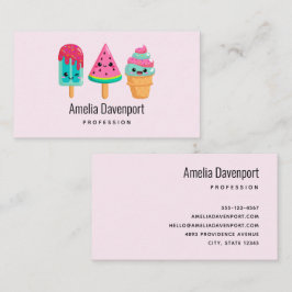 Cartão De Visita Yummy Sorvete Trio Summer Vibe