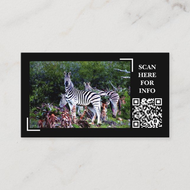 Cartão De Visita Zebra Aloe Wildlife Personalizado Por Fotografia (Frente)