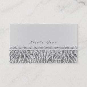 Cartão De Visita Zebra Branco Brilho Lantejoulas Glam Chic Moderno