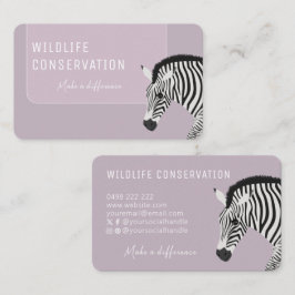 Cartão De Visita Zebra com risca branca e preta rosa