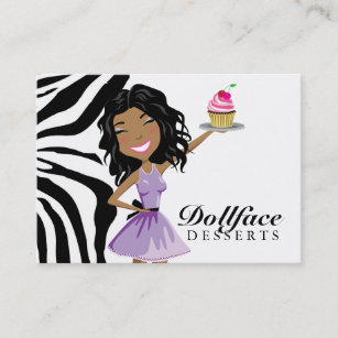 Cartão De Visita Zebra de Ebonie de 311 sobremesas de Dollface 3,5