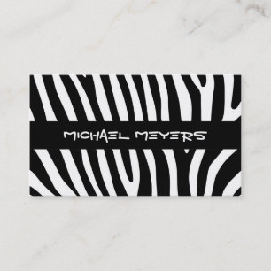 Cartão De Visita Zebra listra padrão preto & branco + suas ideias