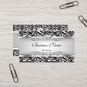 Cartão De Visita Zebra Metal Cromado Olhar Elegante Preto Branco Pr