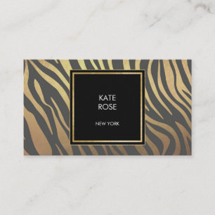 Cartão De Visita Zebra Ouro De Pele Stripes Glicma Geométrica Vip
