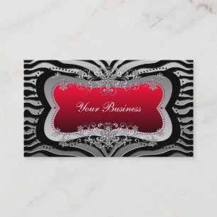 Cartão De Visita Zebra Preto Vermelho Prata Elegante Negócios